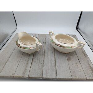 Vintage Homer Laughlin Creamer & Sugar Bowl Neville Pattern L41N8